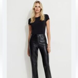 H&M Highrise Ankle Cut Black Vegan Leather Pants Size 6
